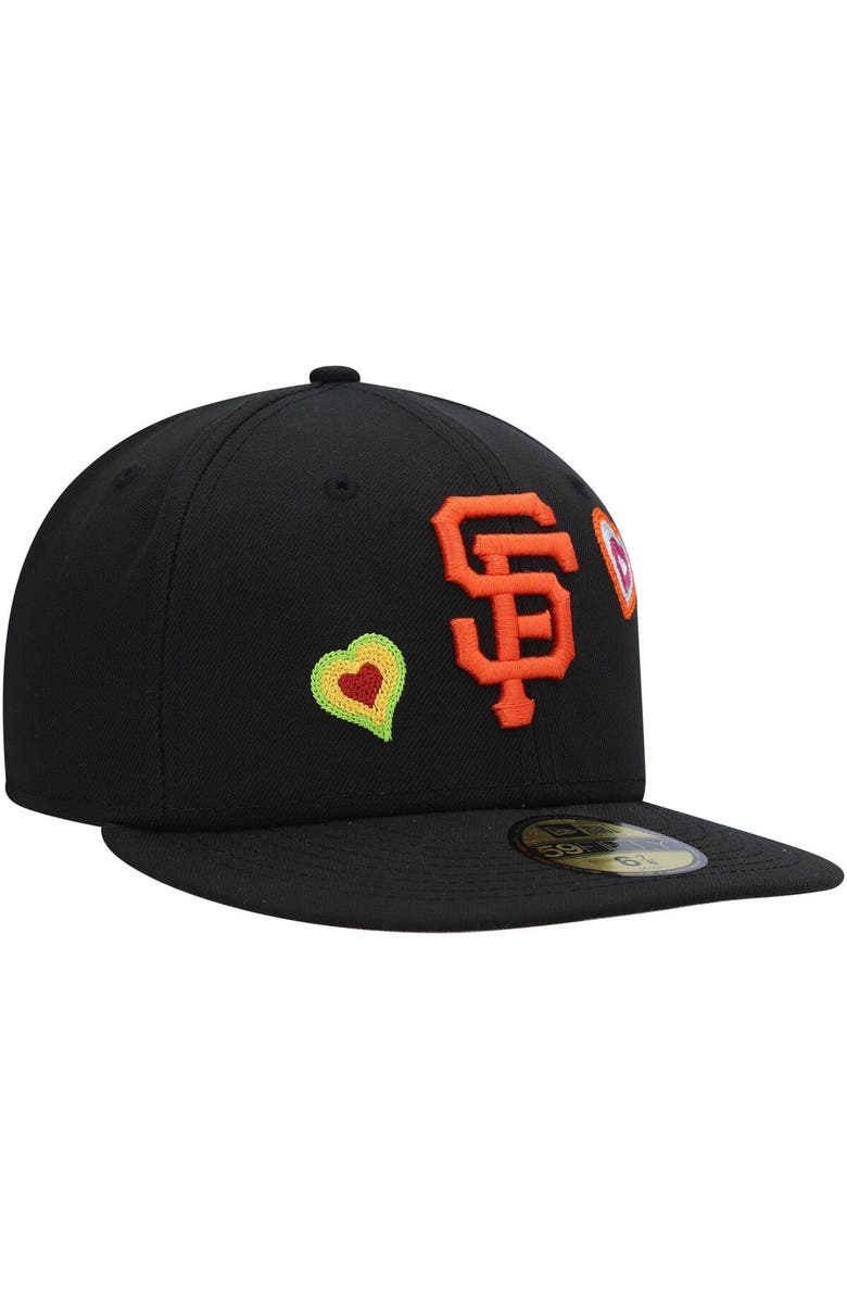 New Era Men's New Era Black San Francisco Giants Chain Stitch Heart 59FIFTY Fitted Hat, Alternate, color, 