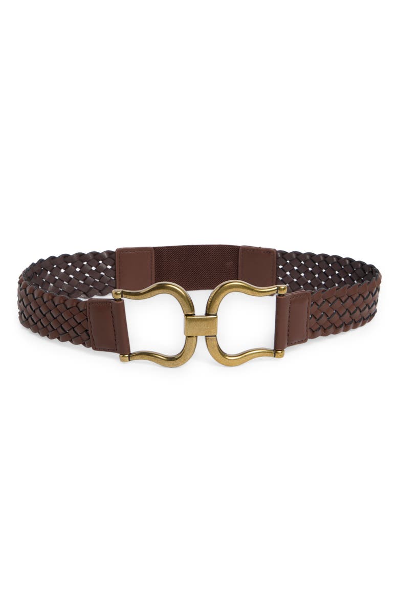 Linea Pelle Braided Interlock Buckle Belt, Main, color, Chocolate