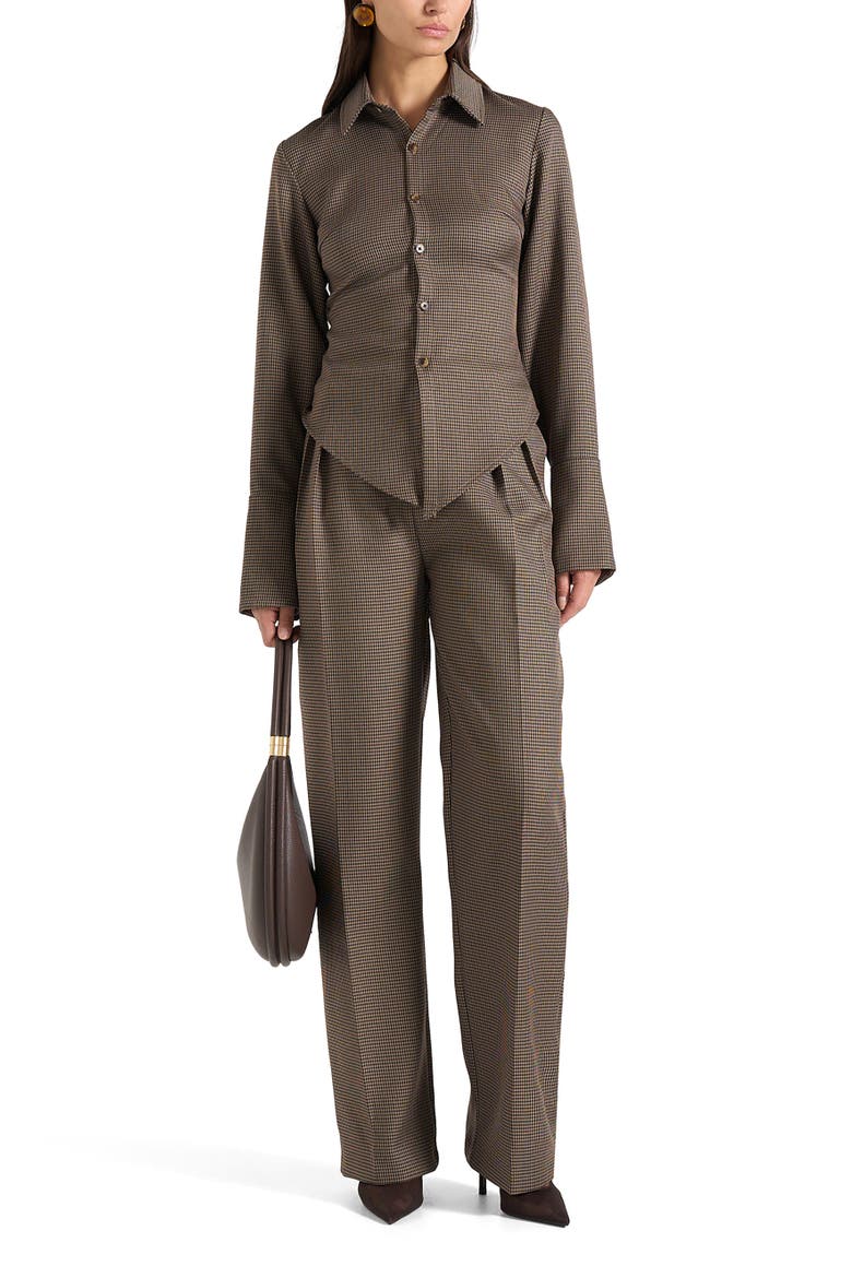 Sonia Houndstooth Cinch Shirt, Main, color, Brown