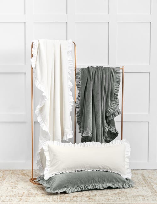 Elisabeth York Ishana Silver Sage Throw Blanket In Gray