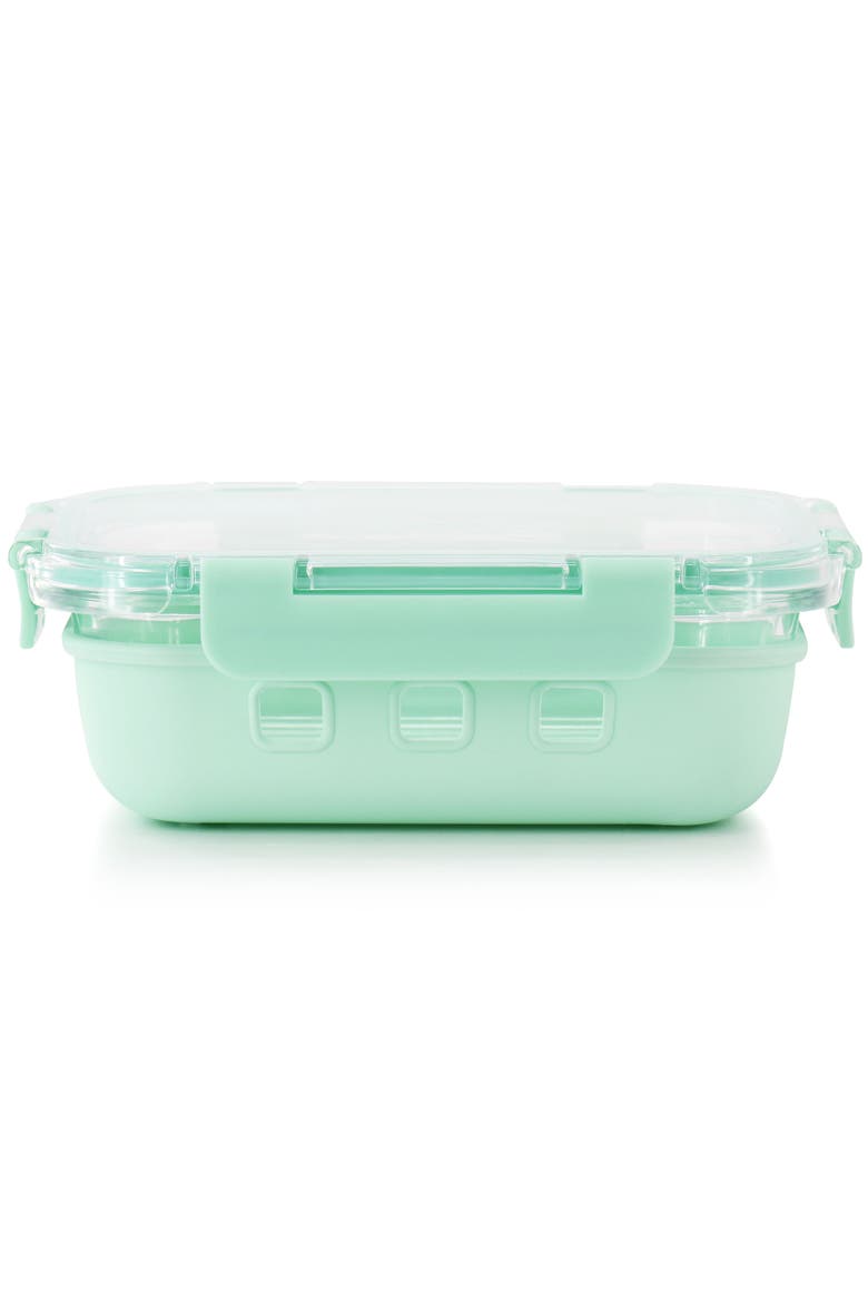21 Ounce Glass Container with Snap On Lid in Mint, Alternate, color, Green