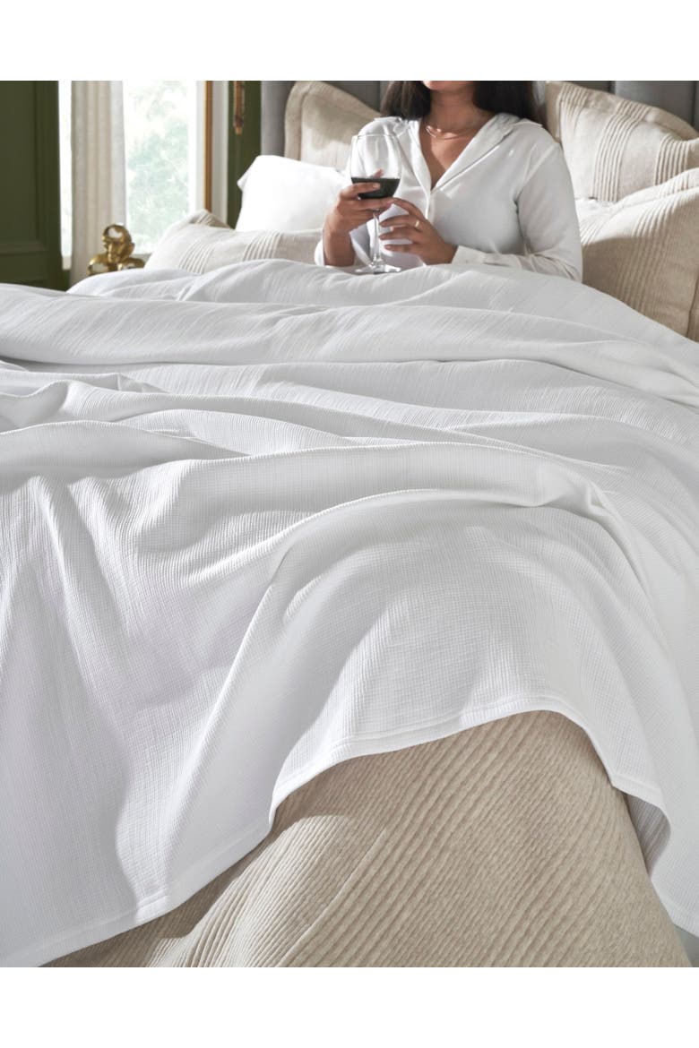Vienna Texture Cotton Blanket, Alternate, color, White