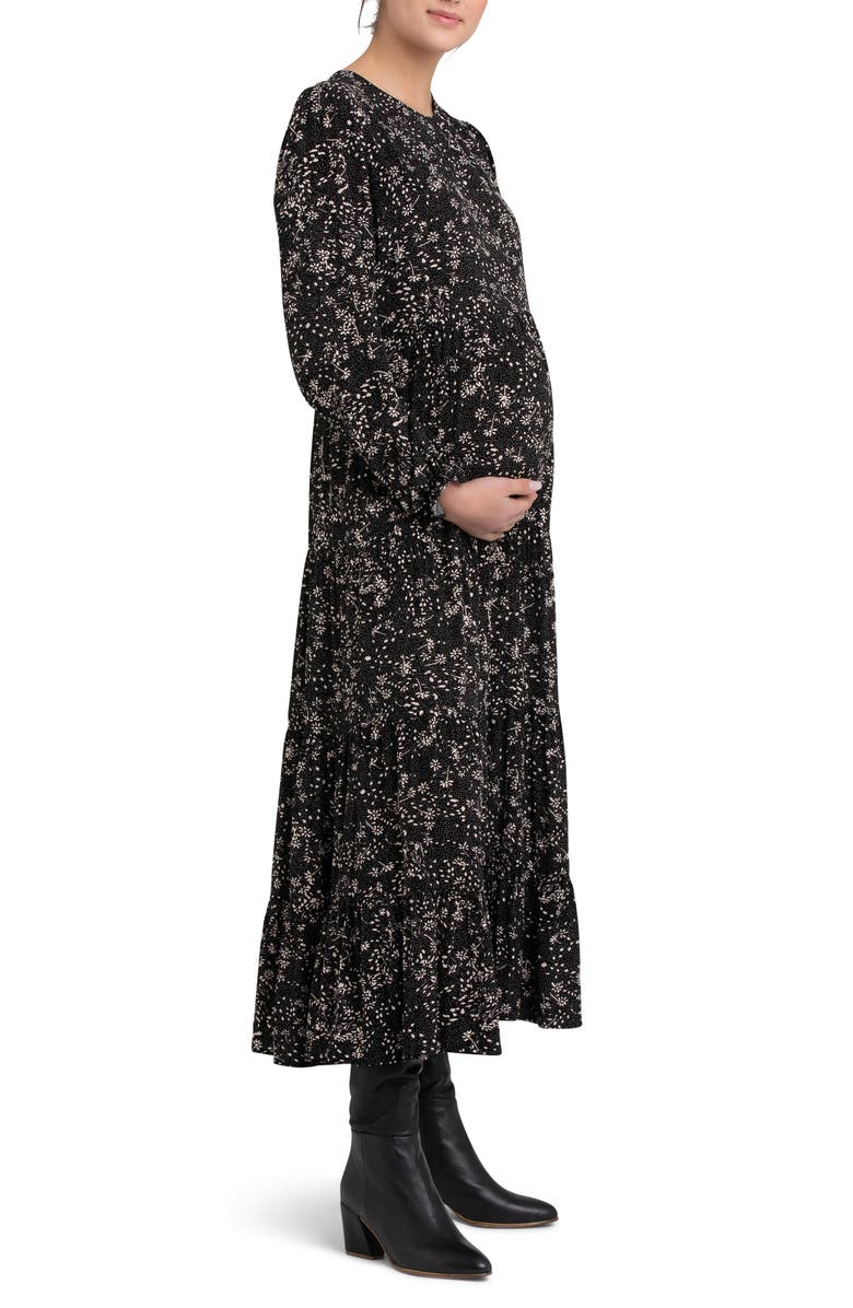 Ripe Maternity Trixie Long Sleeve Tiered Maternity Dress, Alternate, color,