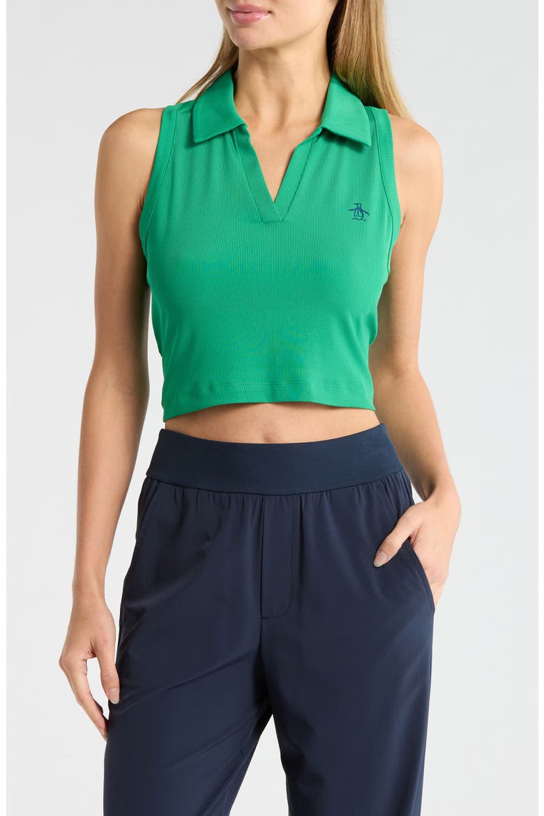 Solid Sleeveless Crop Polo, Main, color, JELLY BEAN