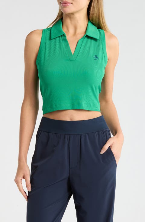 Solid Sleeveless Crop Polo