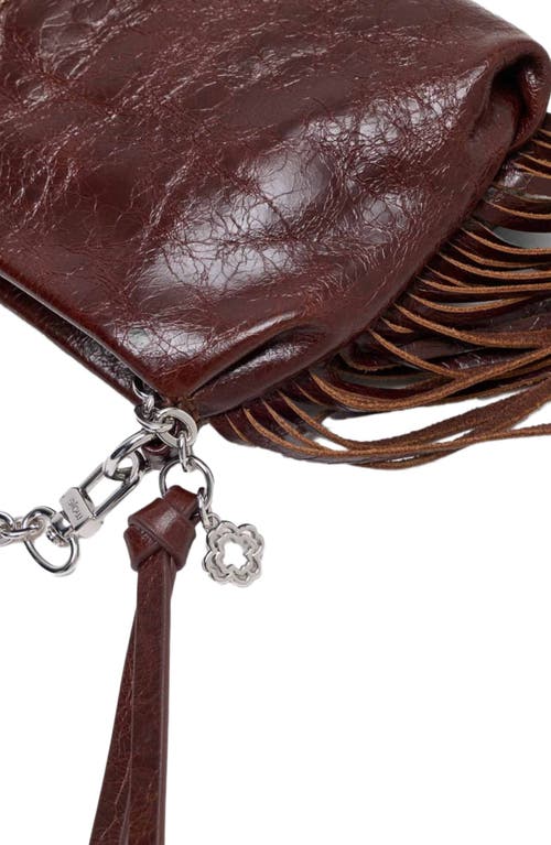 Maje Patent Leather Miss M Clutch Bag In Brown