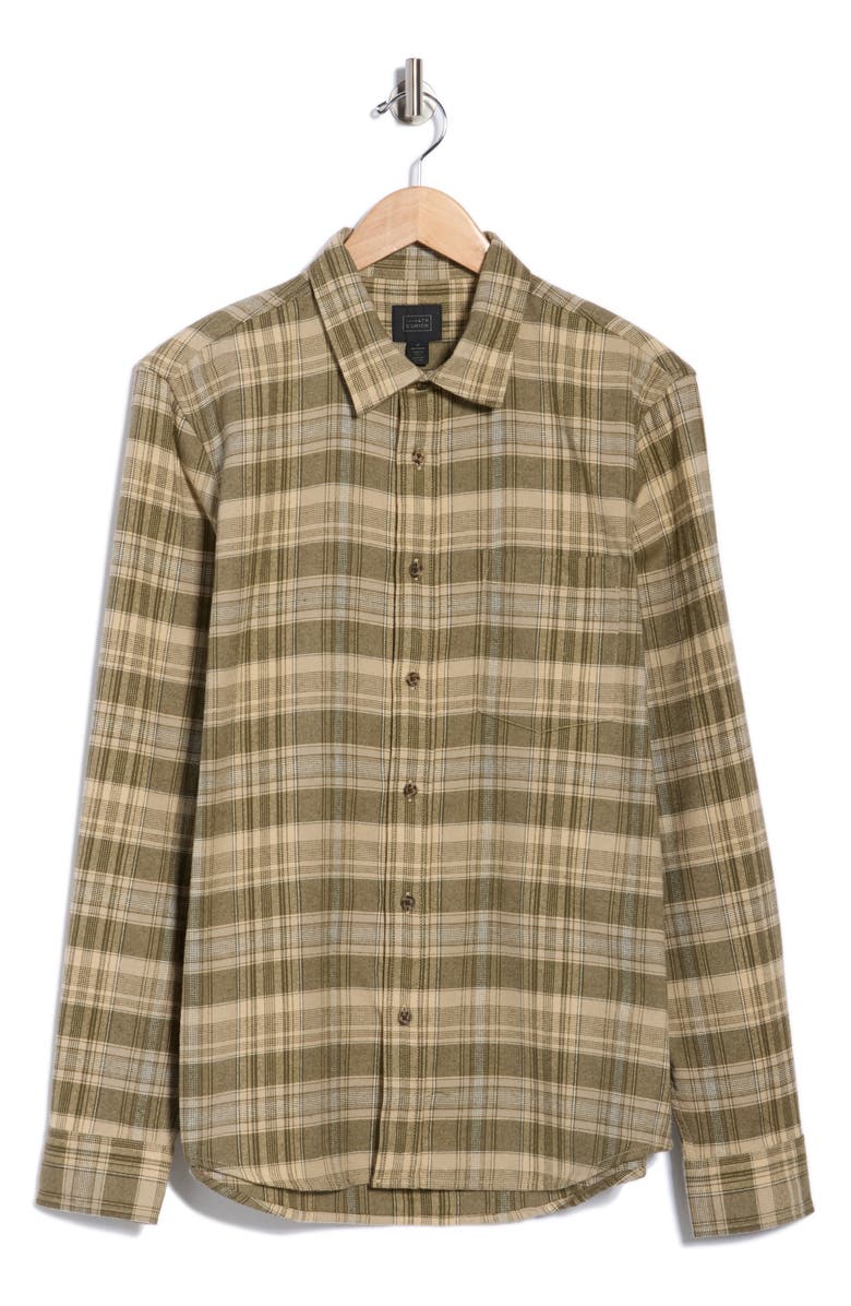 14th & Union Plaid Flannel Button-Up Shirt, Alternate, color, Olive Arithmetic Plaid