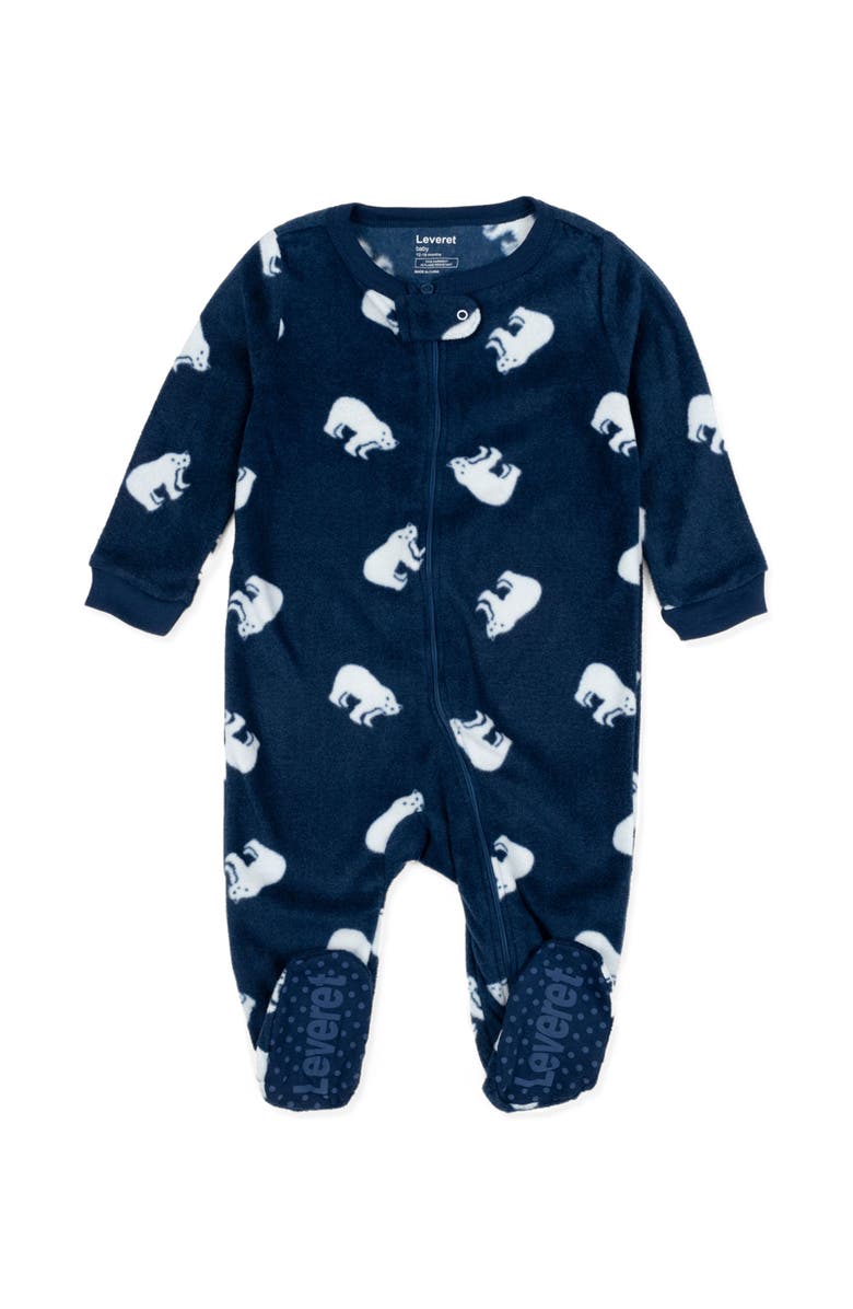 Leveret Kids Footed Fleece Printed Matching Family Holiday Pajamas, Main, color, Polar Bear