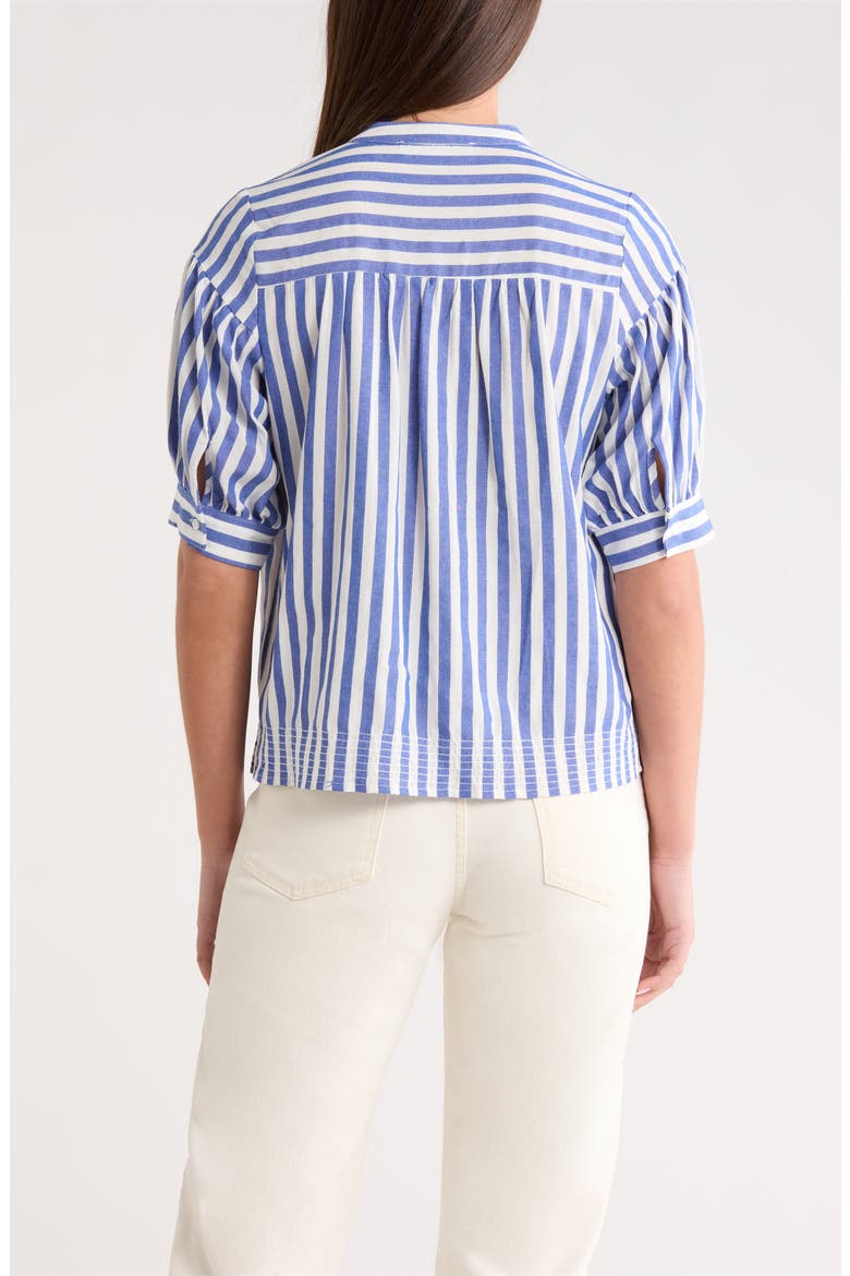 Catana Stripe Split Neck Top, Alternate, color, BLUE-STRIPE