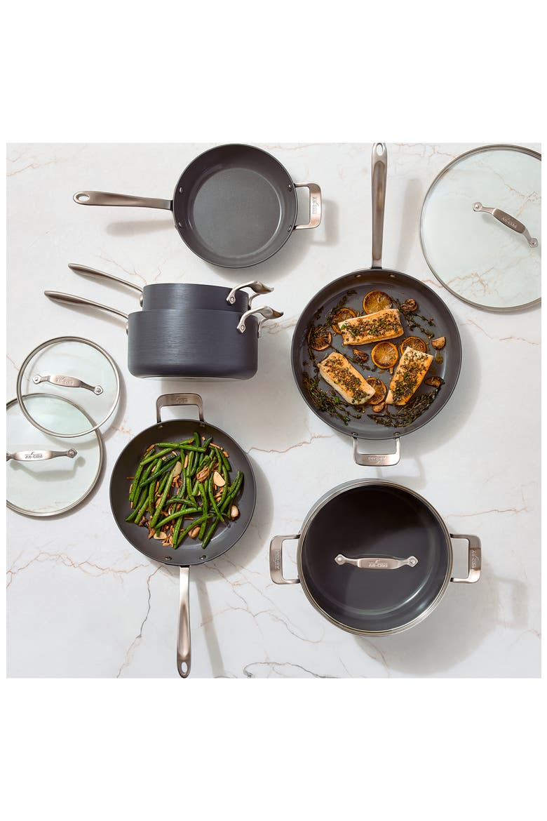 HA1 10-Piece Hard-Anodized Ceramic Nonstick Cookware Set, Alternate, color, GRAY