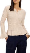 NIC+ZOE Frill Textured Cotton Blend Cardigan