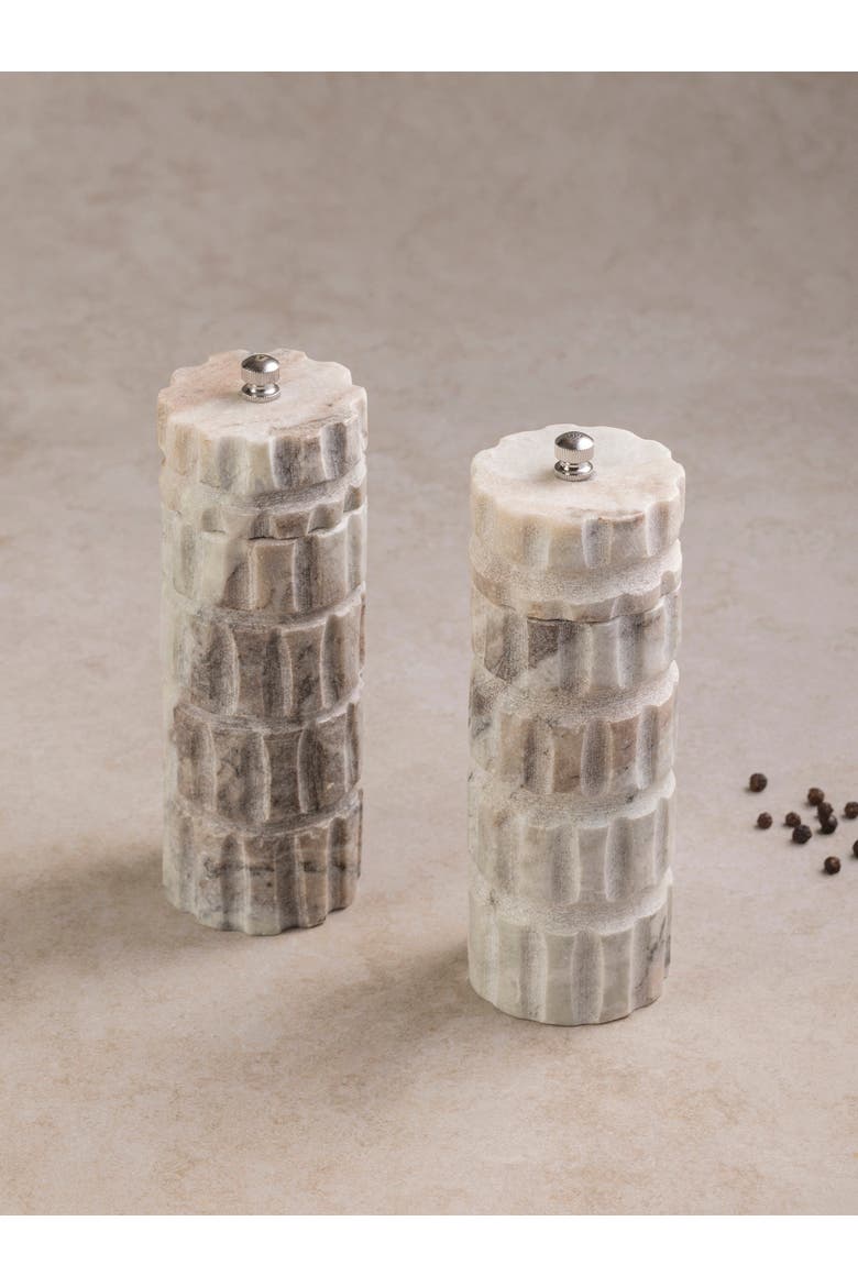 Beatrix Marble Salt & Pepper Set, Main, color, Shades of Beige