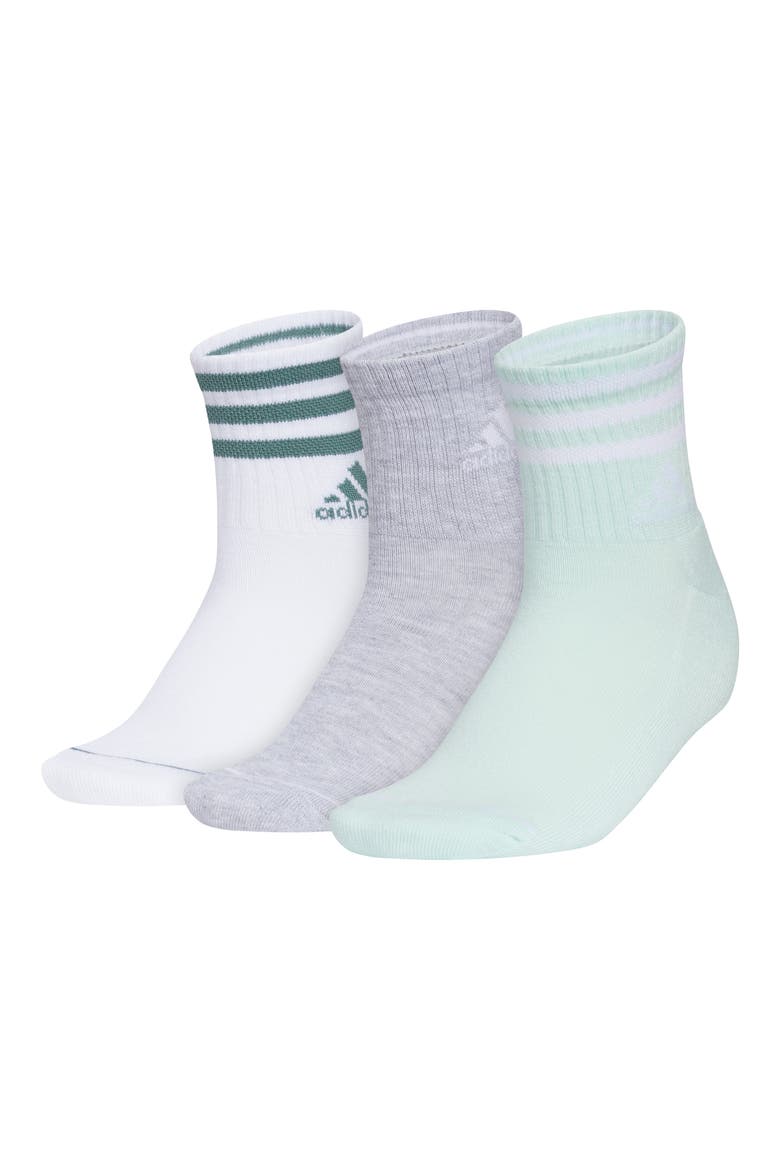 Cushioned 3-Pack High Quarter Socks, Main, color, WHITE/ TEAL GREEN/ MINT GREEN
