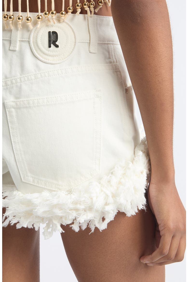 Fringe Cutoff Denim Shorts, Alternate, color, OFF WHITE DENIM