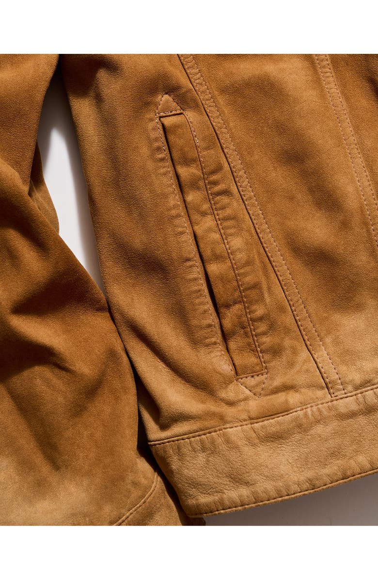 Billy Reid Waxed Suede Trucker Jacket, Alternate, color, Khaki