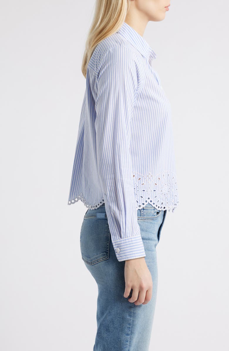 beachlunchlounge Jullian Embroidered Eyelet Shirt, Alternate, color, Blue Glass