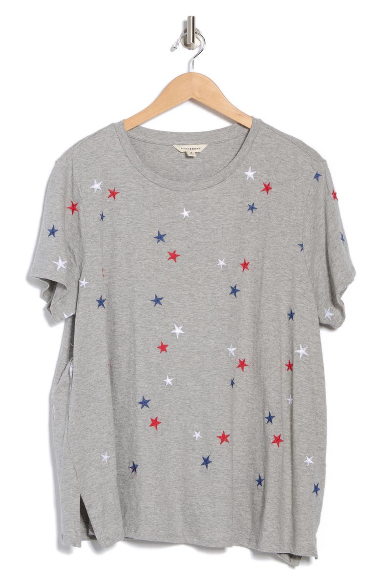 Lucky Brand Embroidered Twist Cotton T-Shirt, Alternate, color, Grey Heather Multi