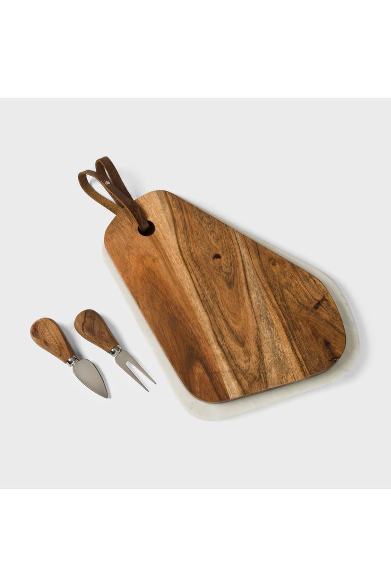 Marble and Acacia Wood Cutting Board - Set of 2, Alternate, color, White Marble/Wood