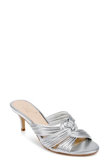 Jewel Badgley Mischka Mia Slide Sandal In Silver