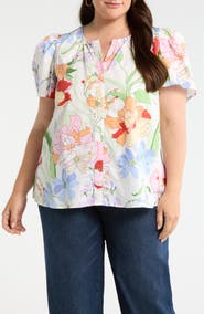 SUGARLIPS Floral Split Neck Top