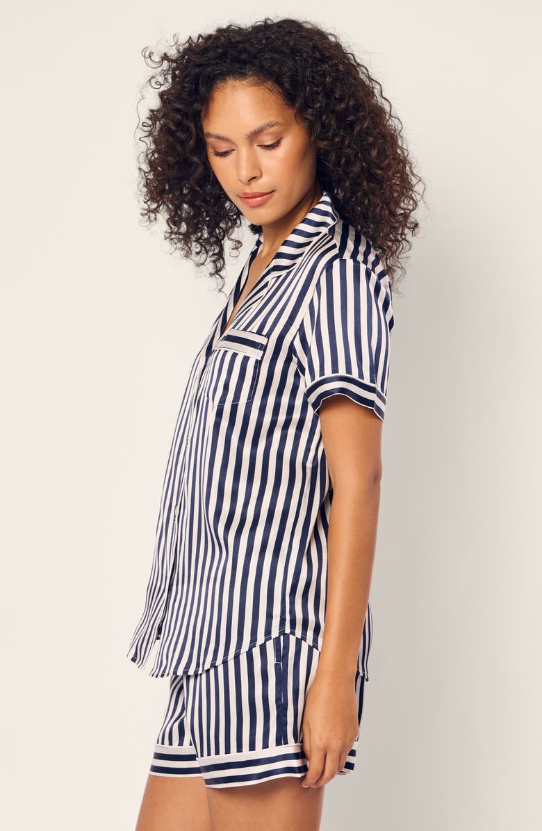 Petite Plume Stripe Mulberry Silk Short Pajamas, Alternate, color, 