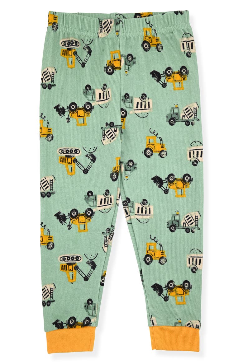 Construction Fitted Two-Piece Pajamas & Socks Set, Alternate, color, GREEN