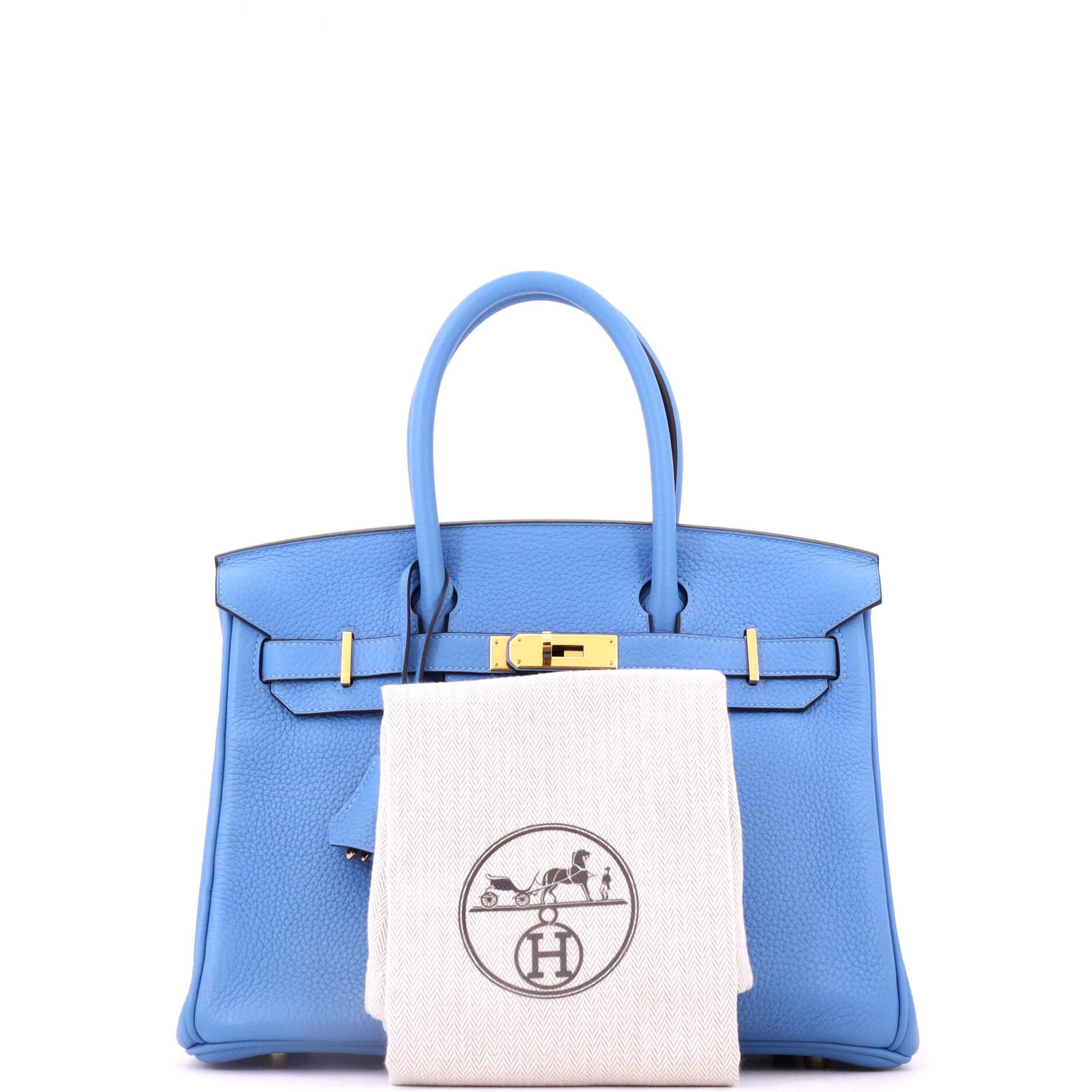 Birkin Handbag Blue Clemence with Gold Hardware 30, Alternate, color, Blue