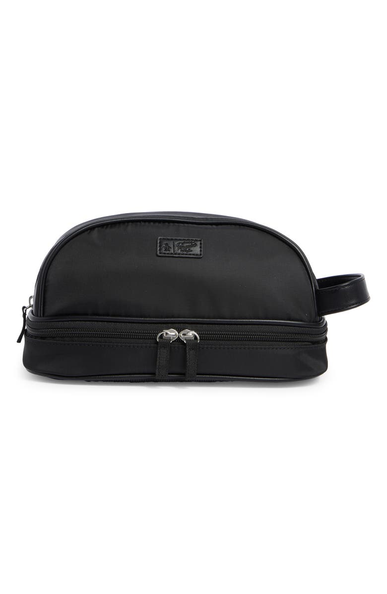 Original Penguin Drop Bottom Zip Top Dopp Kit, Main, color, Black