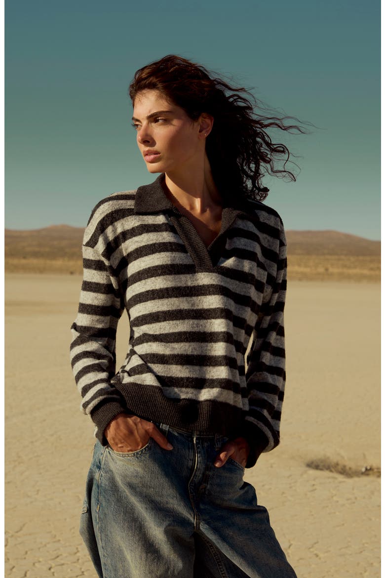 Newport Johnny Collar Stripe Pullover, Alternate, color, CHARCLT HGREY
