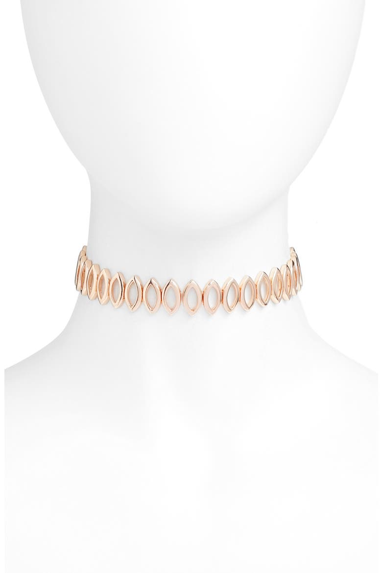 Navette Choker Necklace, Main, color, ROSE GOLD