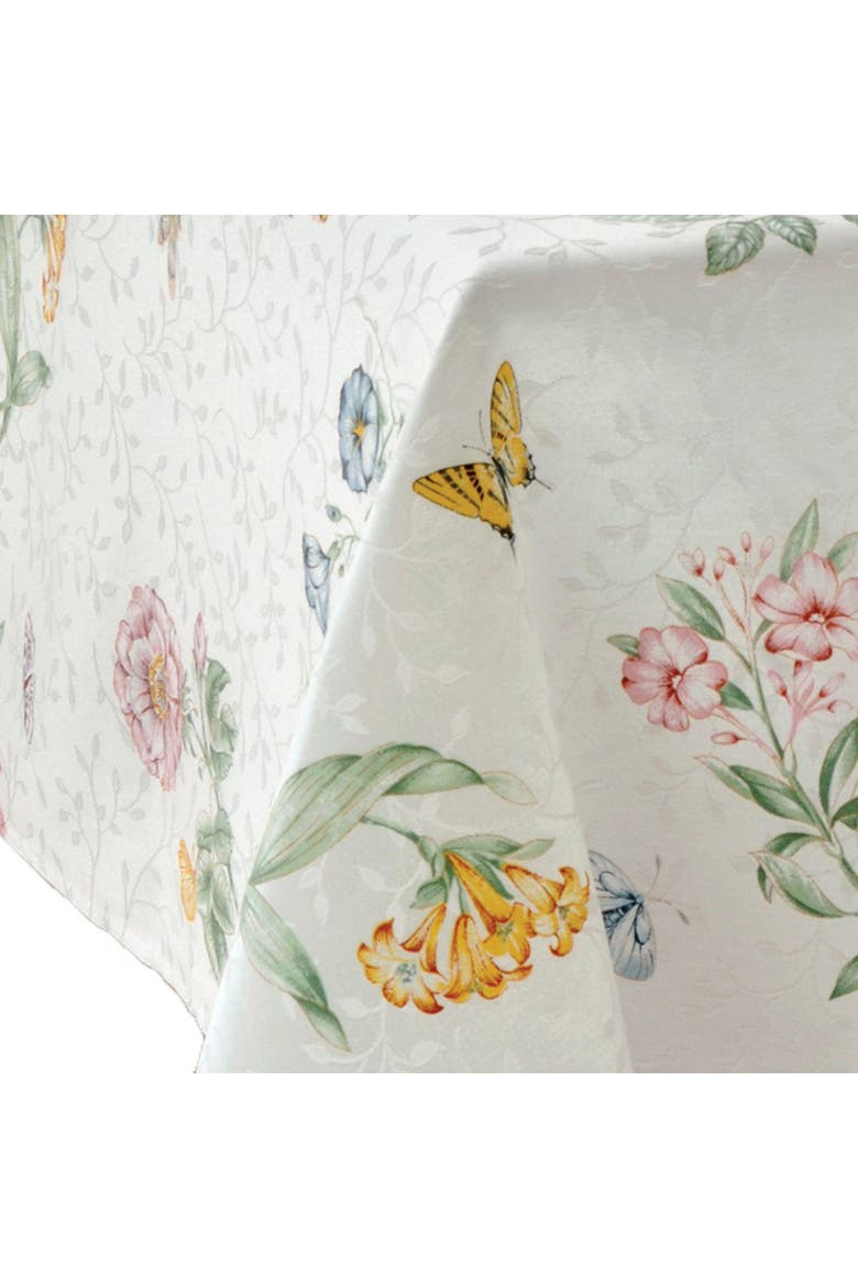 Butterfly Meadow Damask Tablecloth, Alternate, color, Multicolor