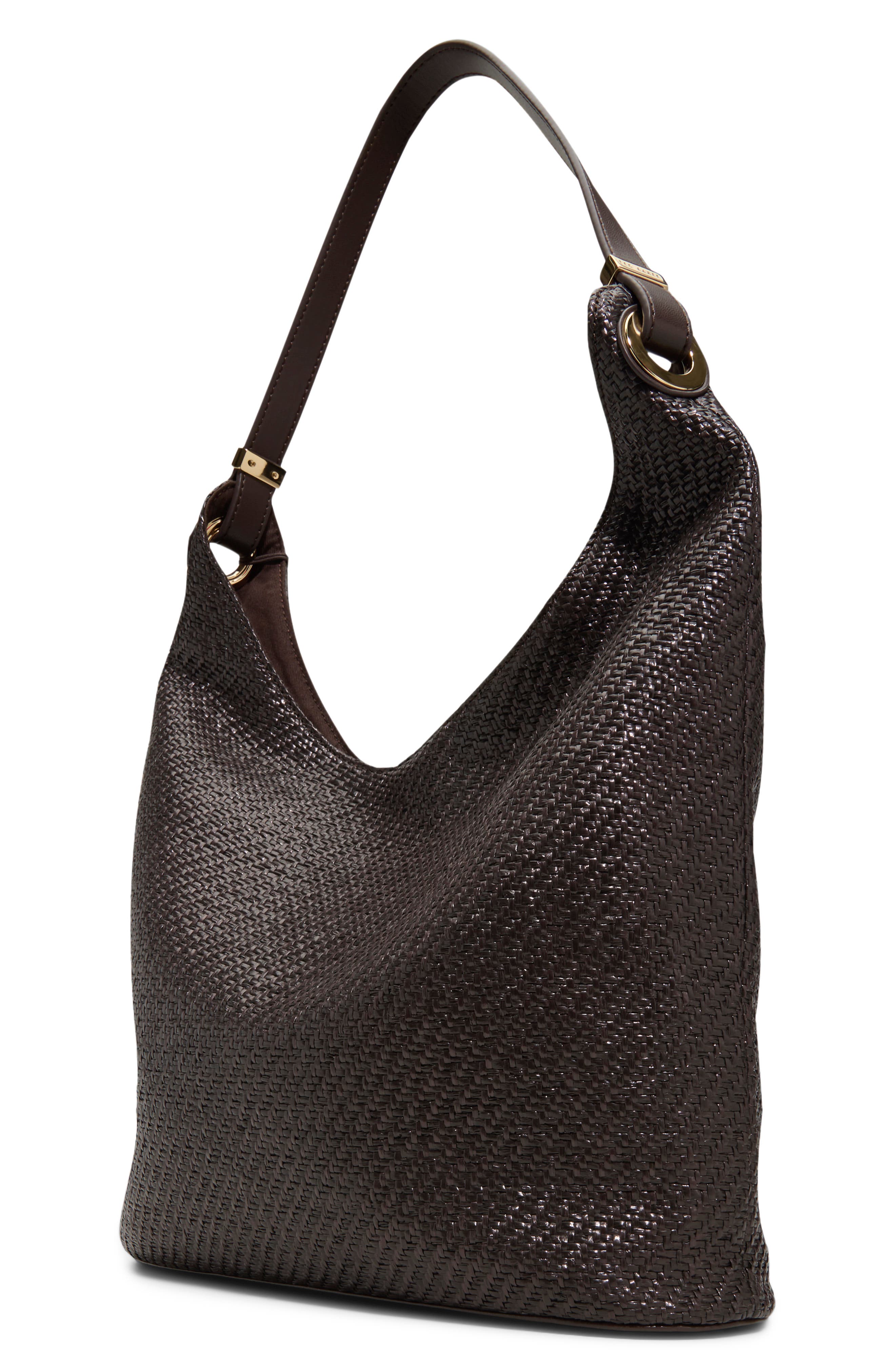 Perry Large Woven Tote, Alternate, color, DARK BROWN