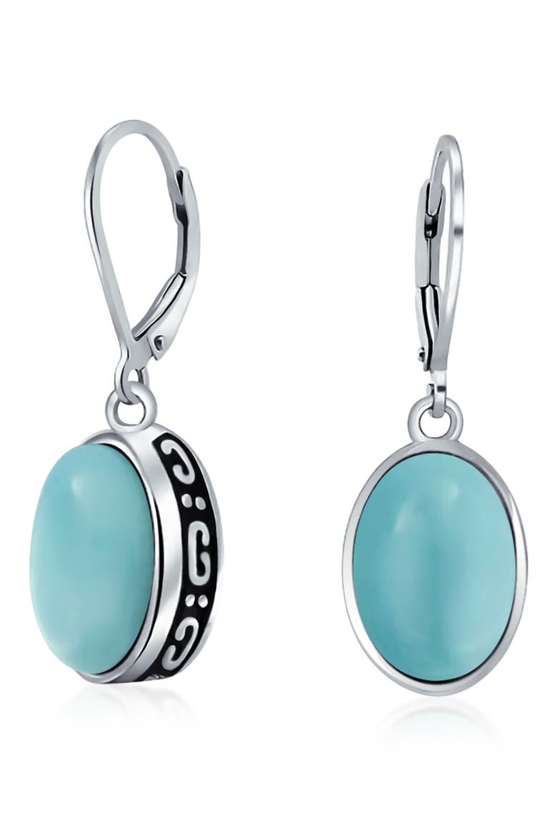 Oval Stone Drop Earrings, Alternate, color, BLUE