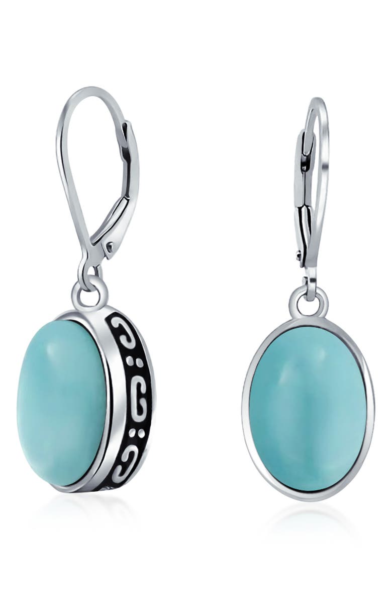 BLING JEWELRY Oval Stone Drop Earrings, Alternate, color, Blue