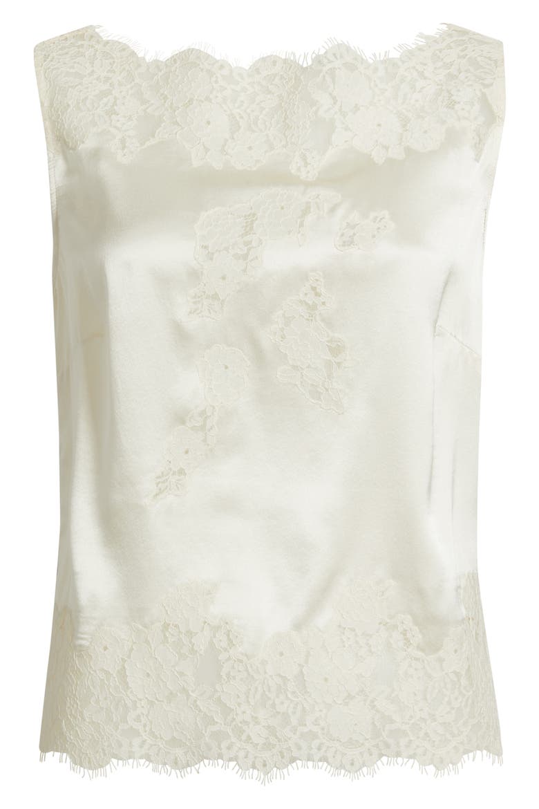 Viviane Lace Trim Silk Satin Top, Alternate, color, SEA SALT