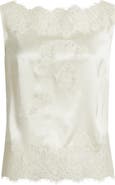 DÔEN Viviane Lace Trim Silk Satin Top