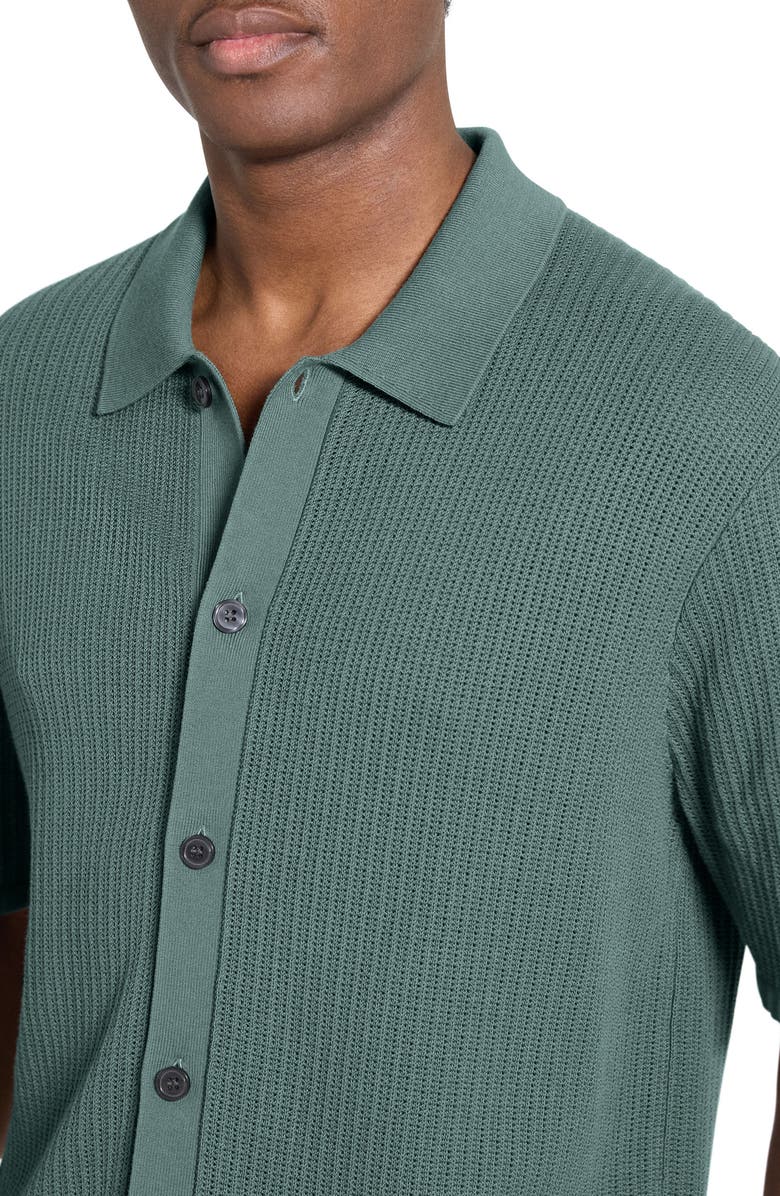 Theory Tactile Cotton Open Stitch Button-Up Shirt, Alternate, color, Light Pine Grove