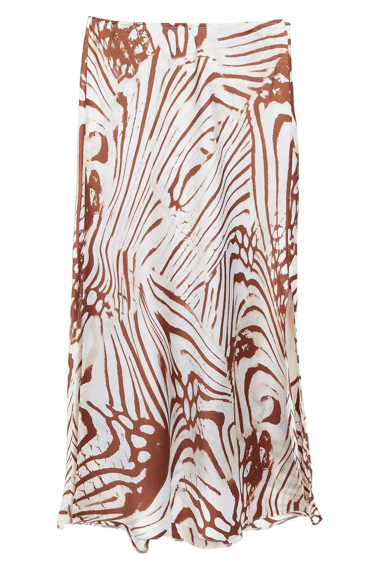 Abstract Print Bias Cut Midi Skirt, Alternate, color, WHITE/ BROWN