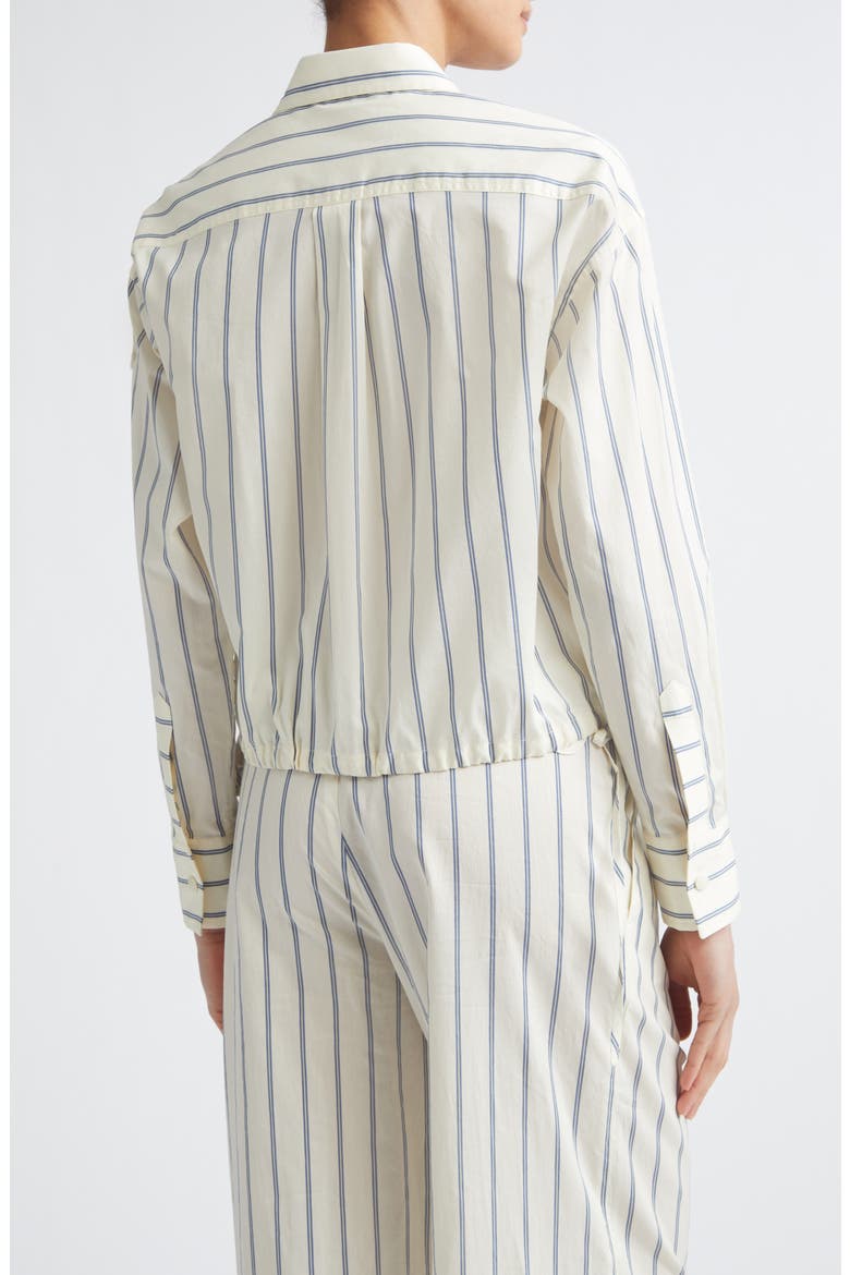 Stripe Cotton & Silk Snap-Up Shirt, Alternate, color, WHITE STRIPE