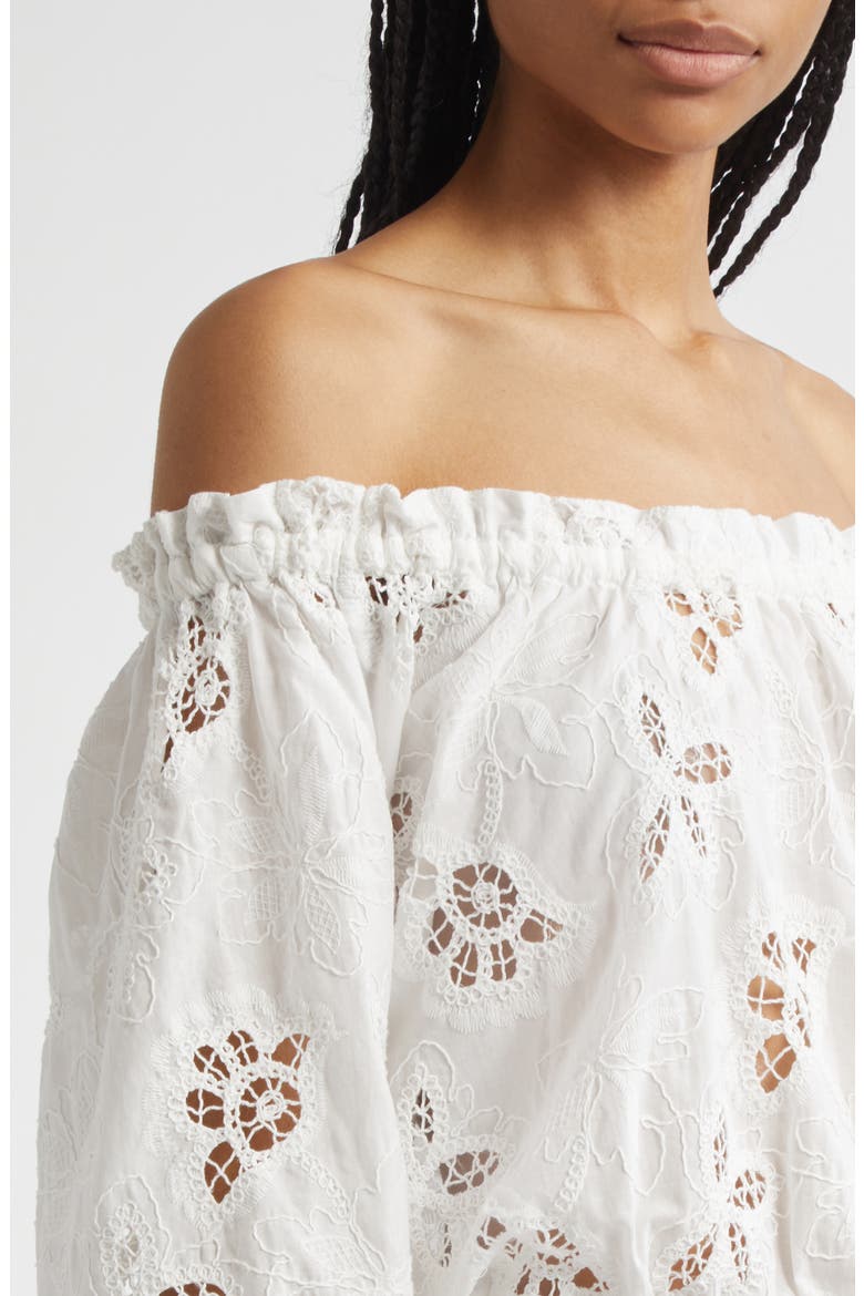 Rosalia Eyelet Off the Shoulder Top, Alternate, color, WHITE FLOWER