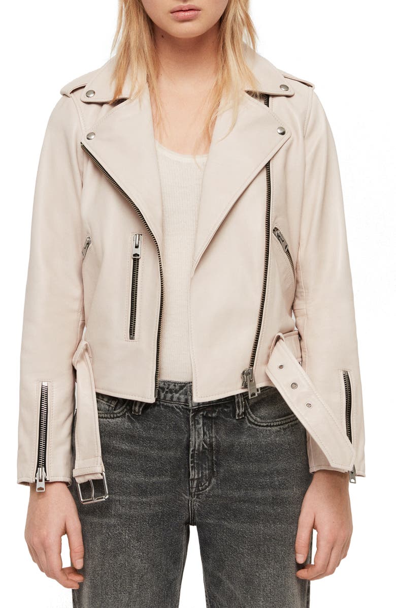 AllSaints Balfern Leather Biker Jacket, Main, color, 