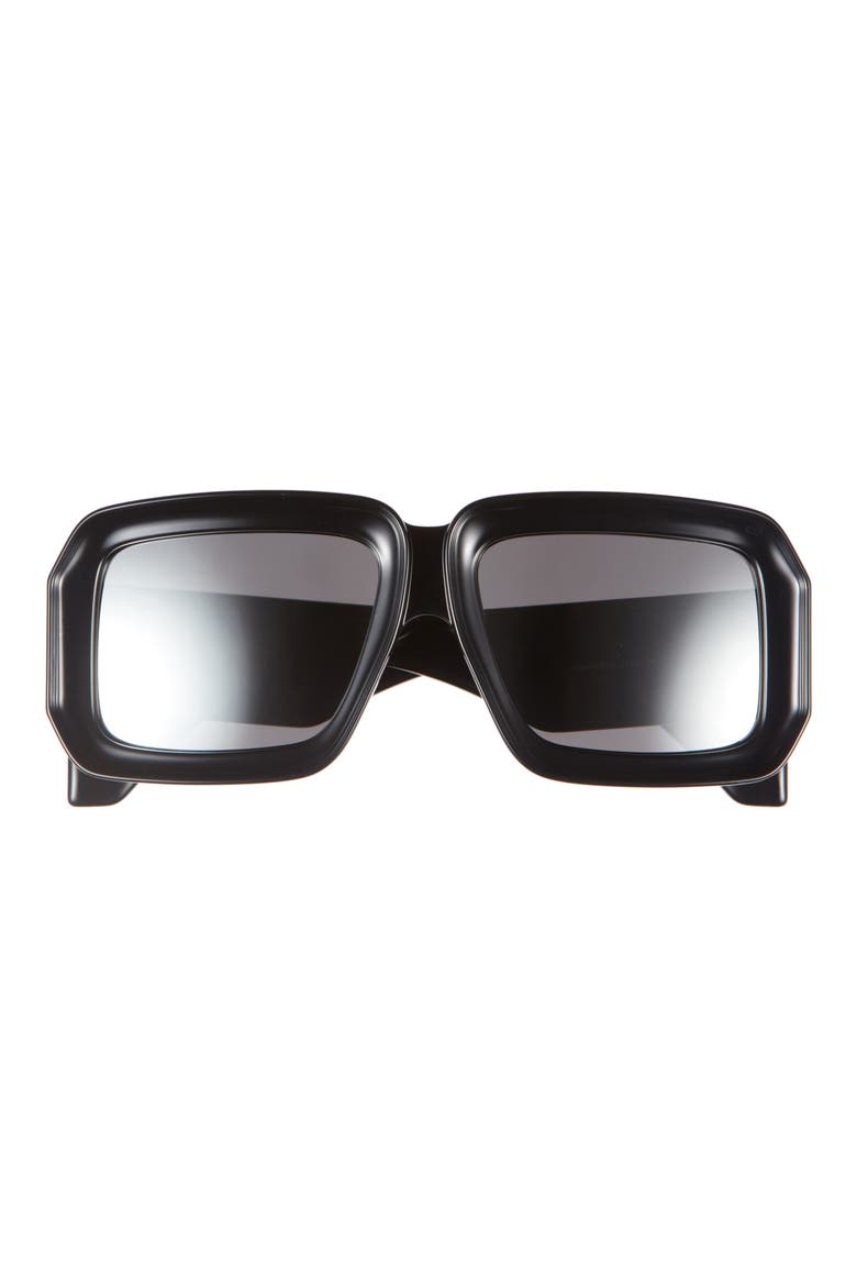 x Paula's Ibiza Dive In Mask 56mm Square Sunglasses, Main, color, SHINY BLACK / SMOKE MIRROR