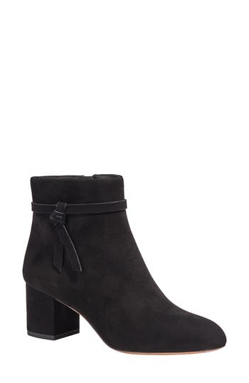 Kate Spade Knott Womens Suede Side Bow Booties In Black
