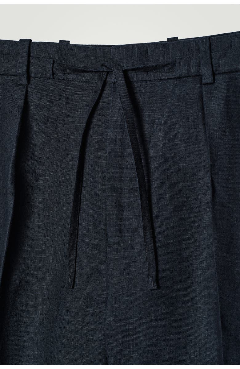 COS Tailored Drawstring Linen Shorts, Alternate, color, Navy