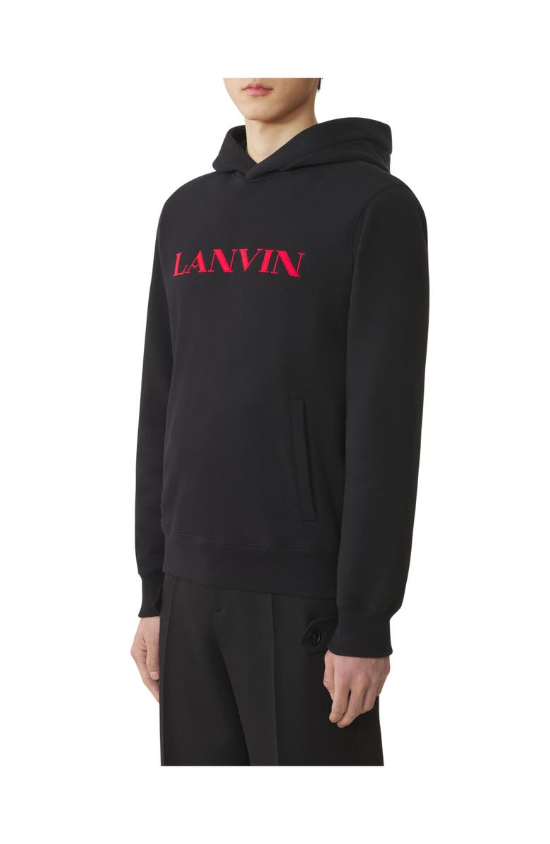 Lanvin Embroidered Cotton Hoodie, Alternate, color, Black