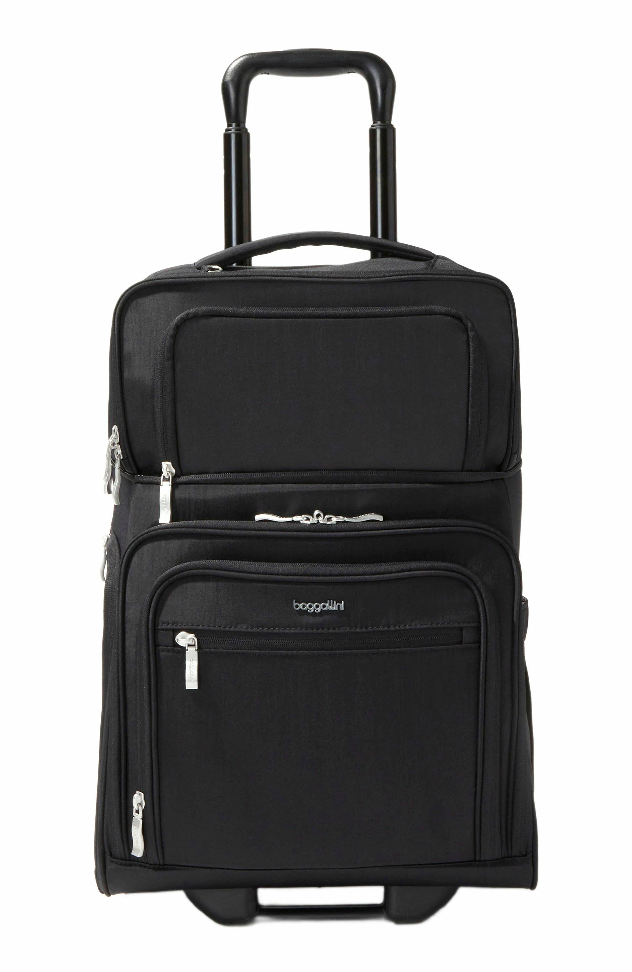 BAGGALLINI Expandable Underseat Carry-On Suitcase, Alternate, color, Black