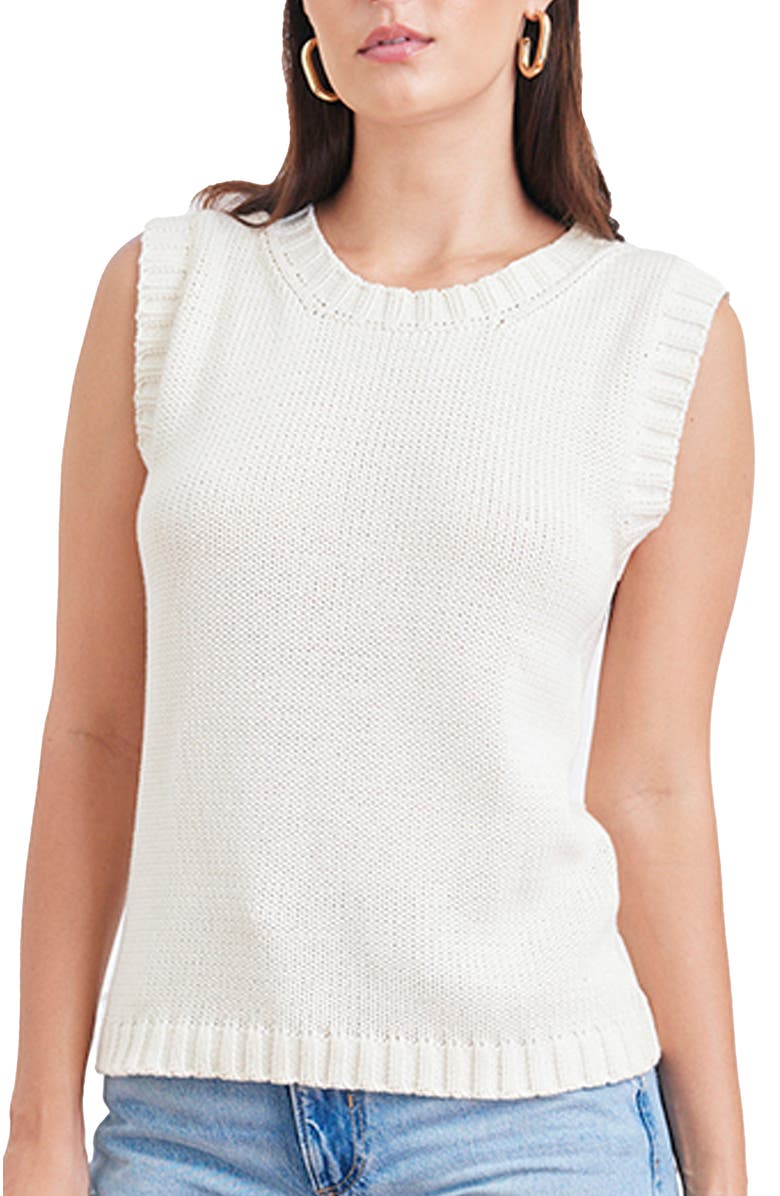 Paneros Clothing Helena Cotton Sweater Tank, Main, color, Oat Milk