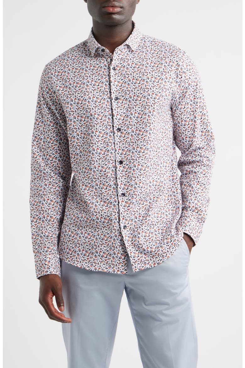 Wildflower Button-Up Shirt, Main, color, LIGHT BLUE