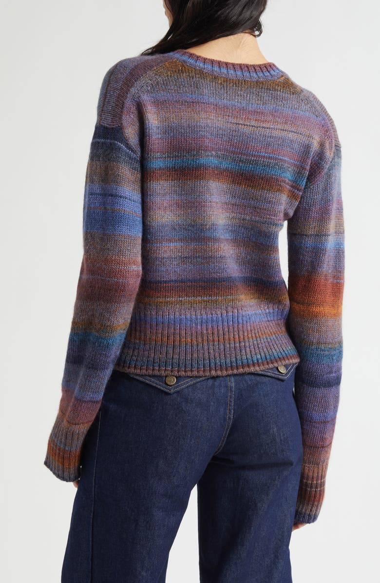 Veronica Beard Diora Stripe Wool Blend Sweater, Alternate, color, Ocean Multi