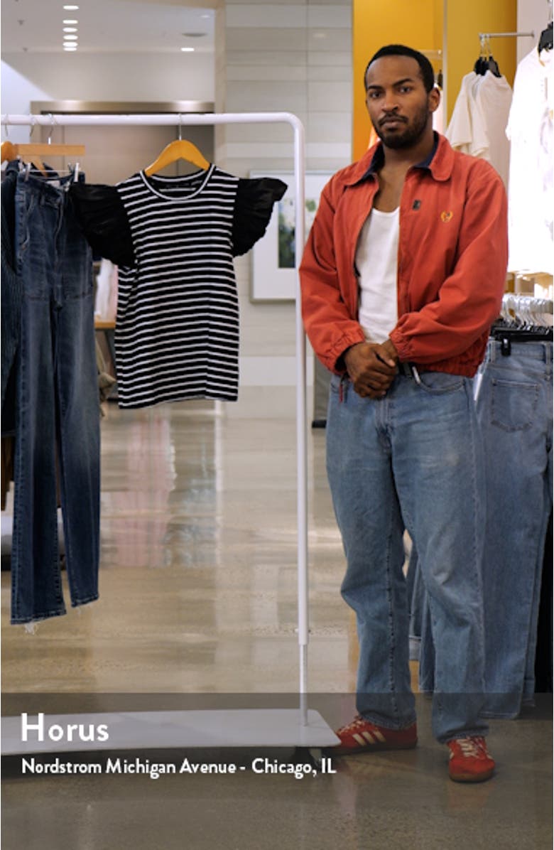 Mixed Media Stripe Ruffle Sleeve Top, sales video thumbnail